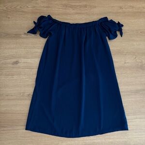 Naked Zebra Off-Shoulder Dress With Tie Sleeves Mini Dress